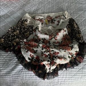 Free People Floral Ruffle Trim Shorts